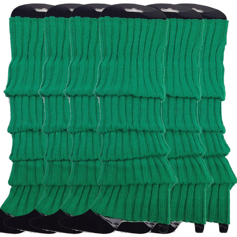 Premium 6 Pair Women's Knit Leg Warmers Dance Costume Socks Green