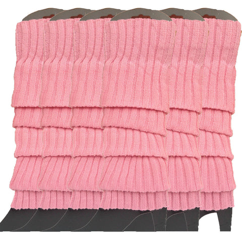 Premium 6 Pair Women's Knit Leg Warmers Dance Costume Socks Light Pink
