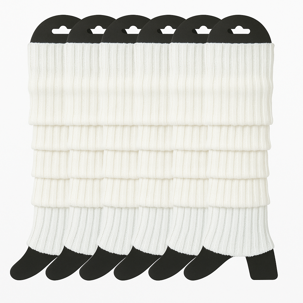 Premium 6 Pair Women's Knit Leg Warmers Dance Costume Socks White