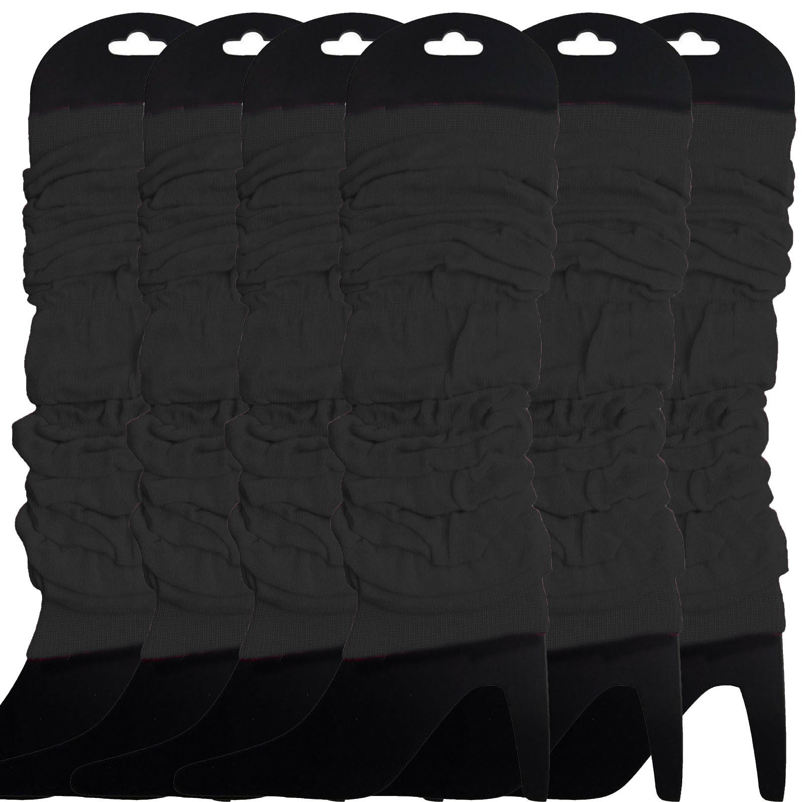 Premium 6 Pair Women's Neon Knit Leg Warmers 80s Dance Costume Black