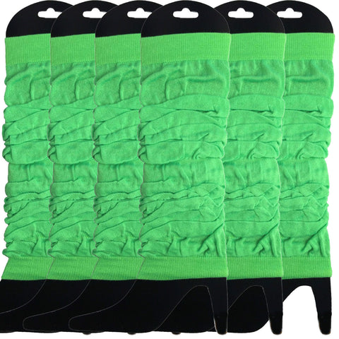 Premium 6 Pair Women's Neon Knit Leg Warmers 80s Dance Costume Fluro Green