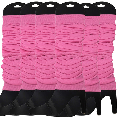 Premium 6 Pair Women's Neon Knit Leg Warmers 80s Dance Costume Light Pink