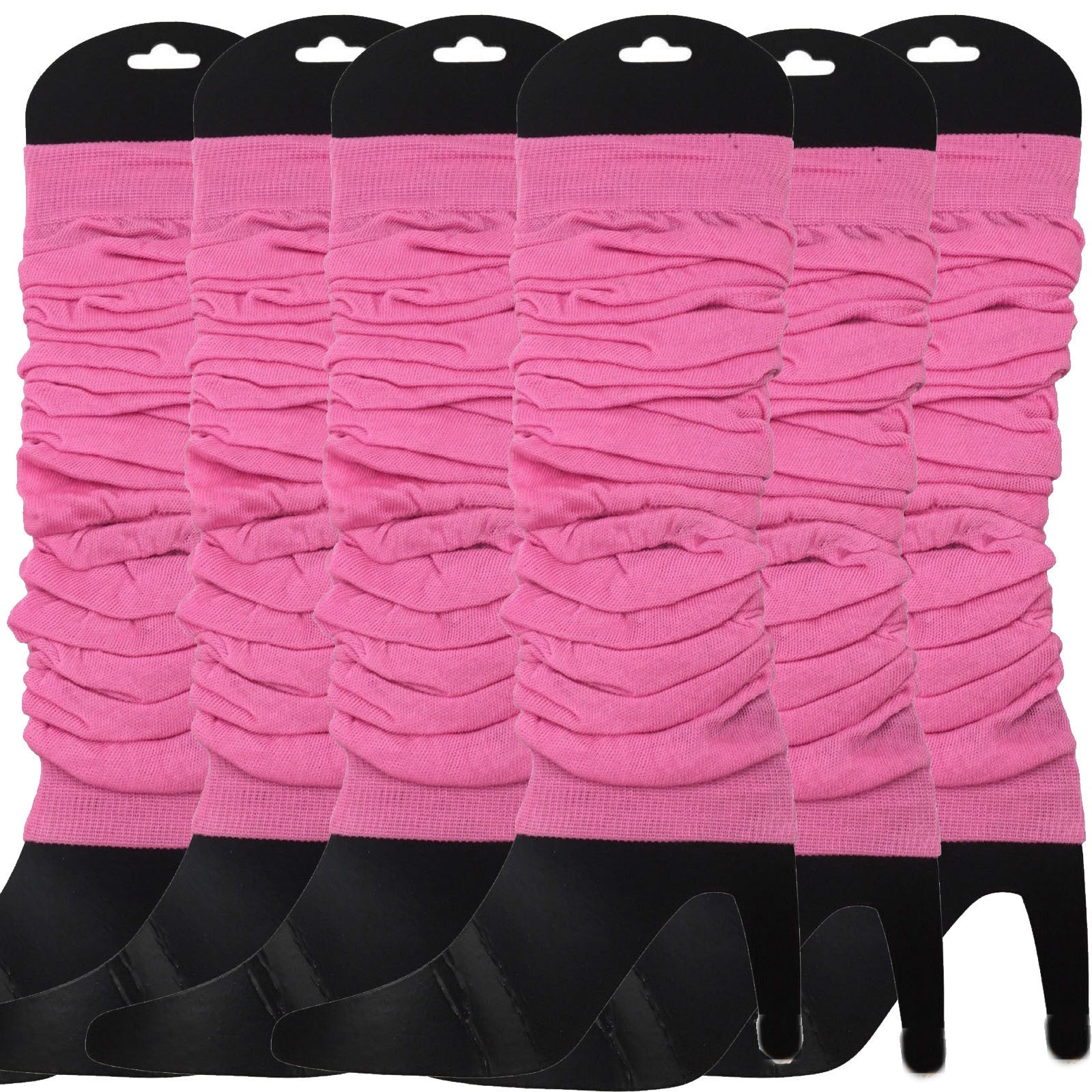 Premium 6 Pair Women's Neon Knit Leg Warmers 80s Dance Costume Light Pink