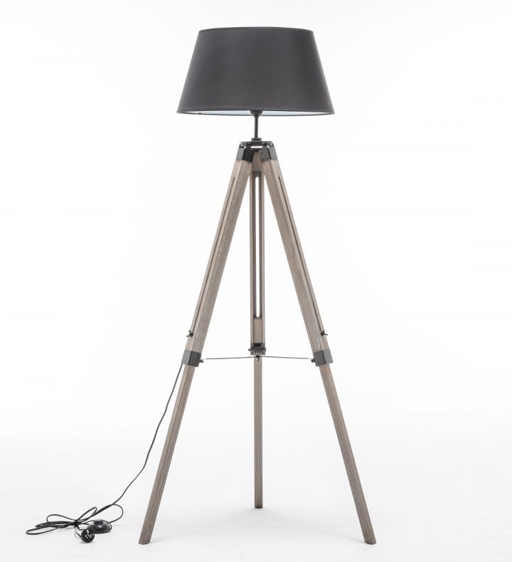 Large Tripod Floor Lamp 144.5cm Antique Wood Base Black Linen Shade Retro Design - SuperSaverAU - view 8
