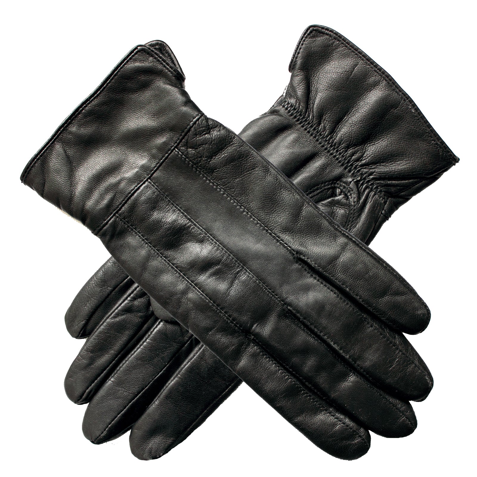 Premium Women's Black Genuine Sheepskin Leather Fleece Lined Gloves L