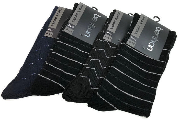 Premium 9 Pair Men's Cotton Rich Business Crew Socks Assorted Pack 6-11