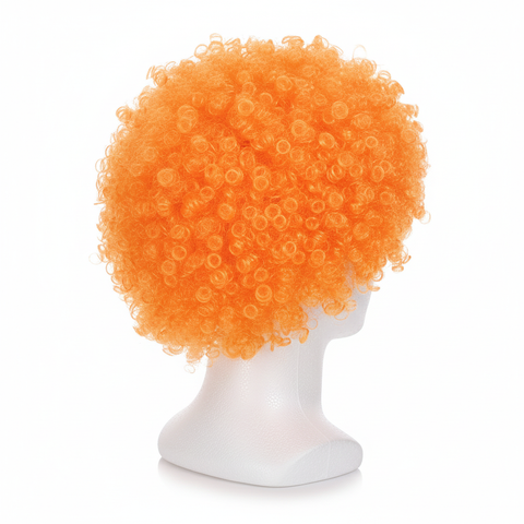 Mens DELUXE AFRO WIG Curly Hair Costume Party Fancy Disco 70s 80s Dress Up - Orange - SuperSaverAU - view 3