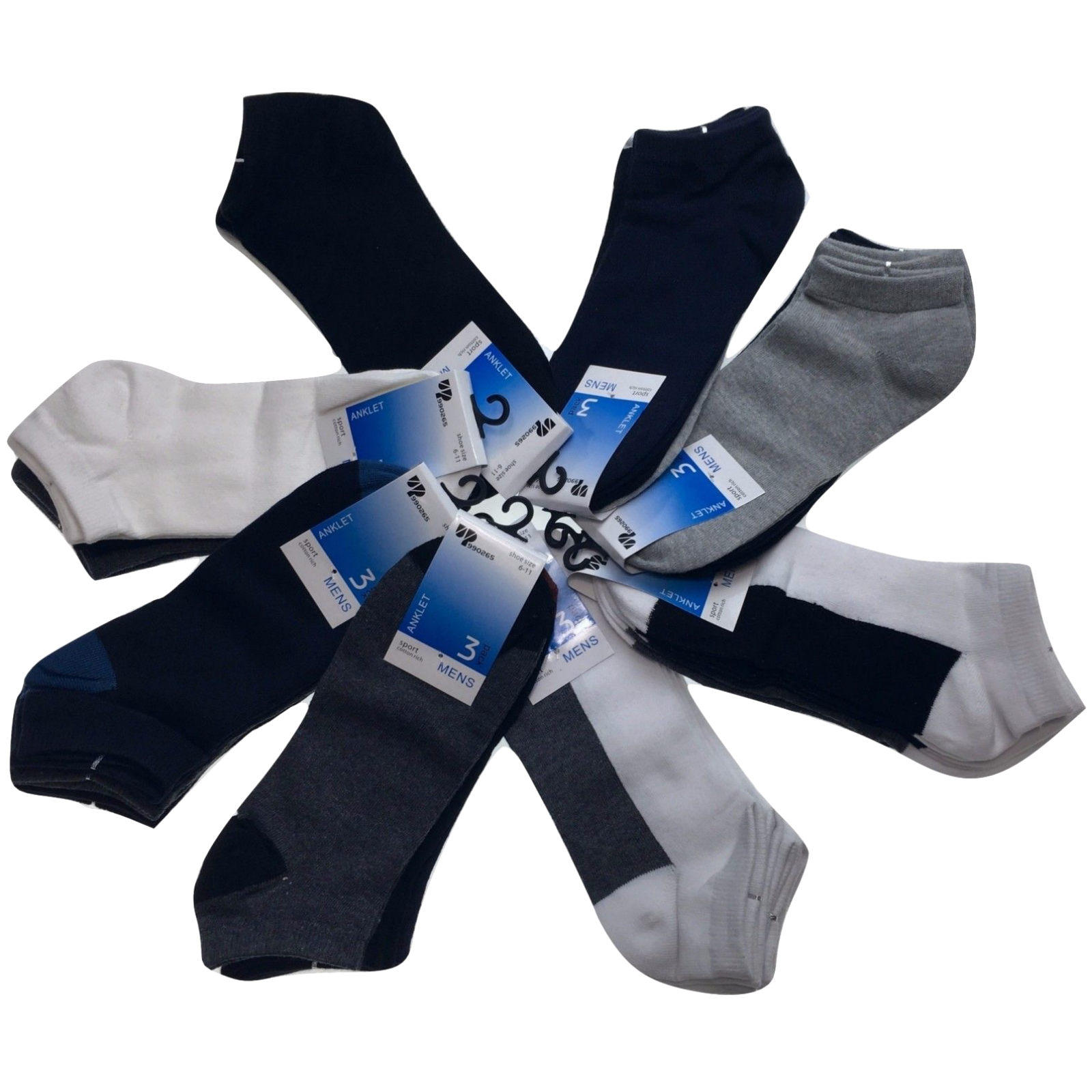 Premium 24 Pair Cotton Low Cut Ankle Socks Mixed Colour Pack 6-11
