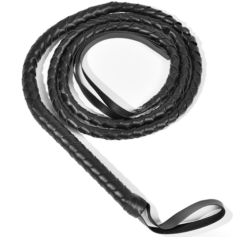BLACK WHIP Faux Leather Costume Party 180cm Riding Cowboy Fancy Dress - SuperSaverAU - view 1