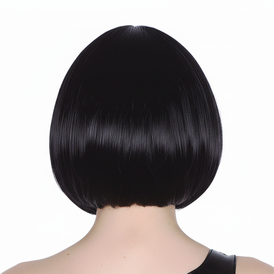 Bob Wig Costume Short Straight Fringe Cosplay Party Womens Hair - Black - SuperSaverAU - view 3