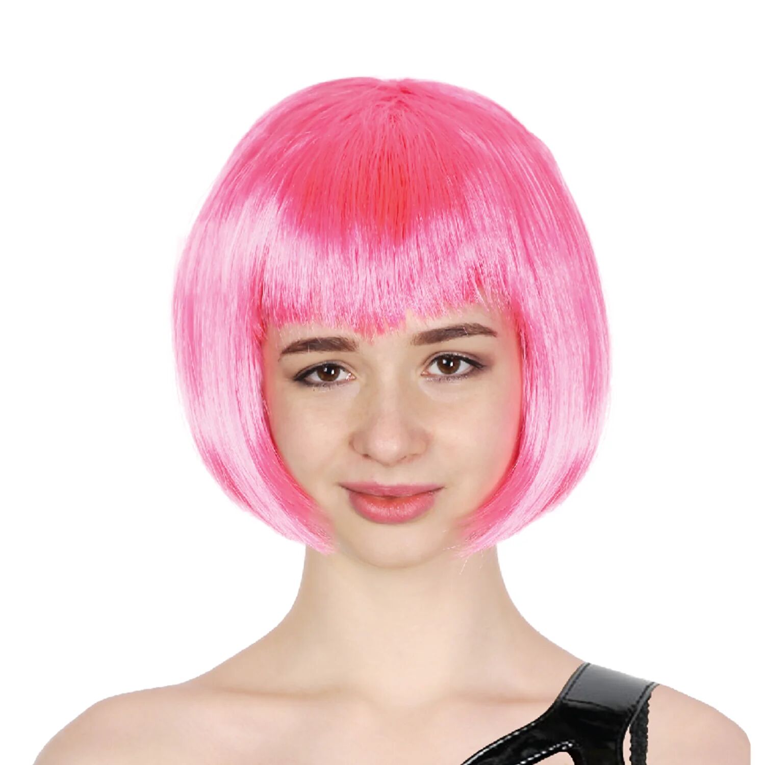 Premium Bob Wig with Fringe - Hot Pink