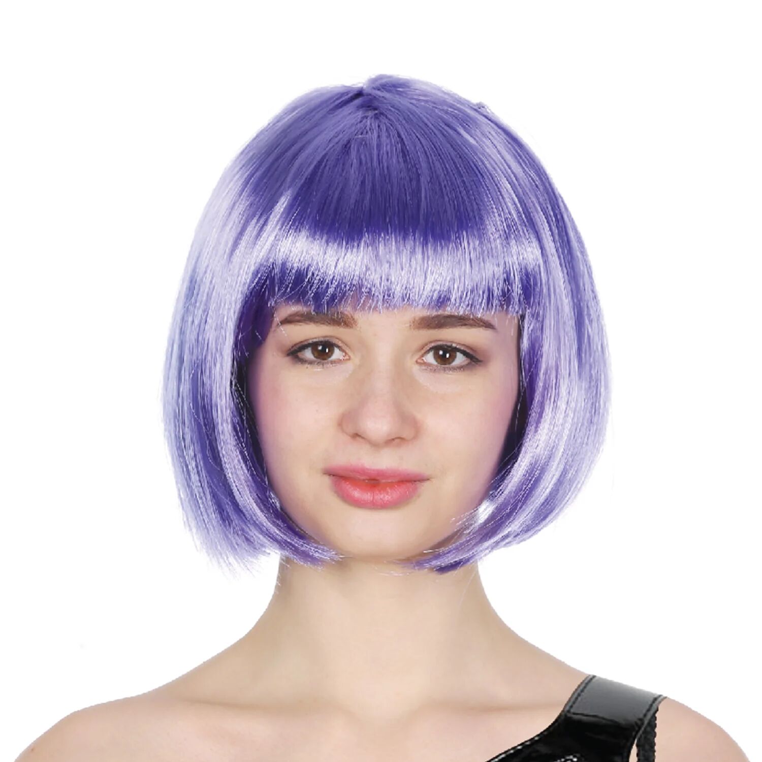 Bob Wig Costume Short Straight Fringe Cosplay Party Full Hair Womens Fancy Dress - Purple - SuperSaverAU - view 1