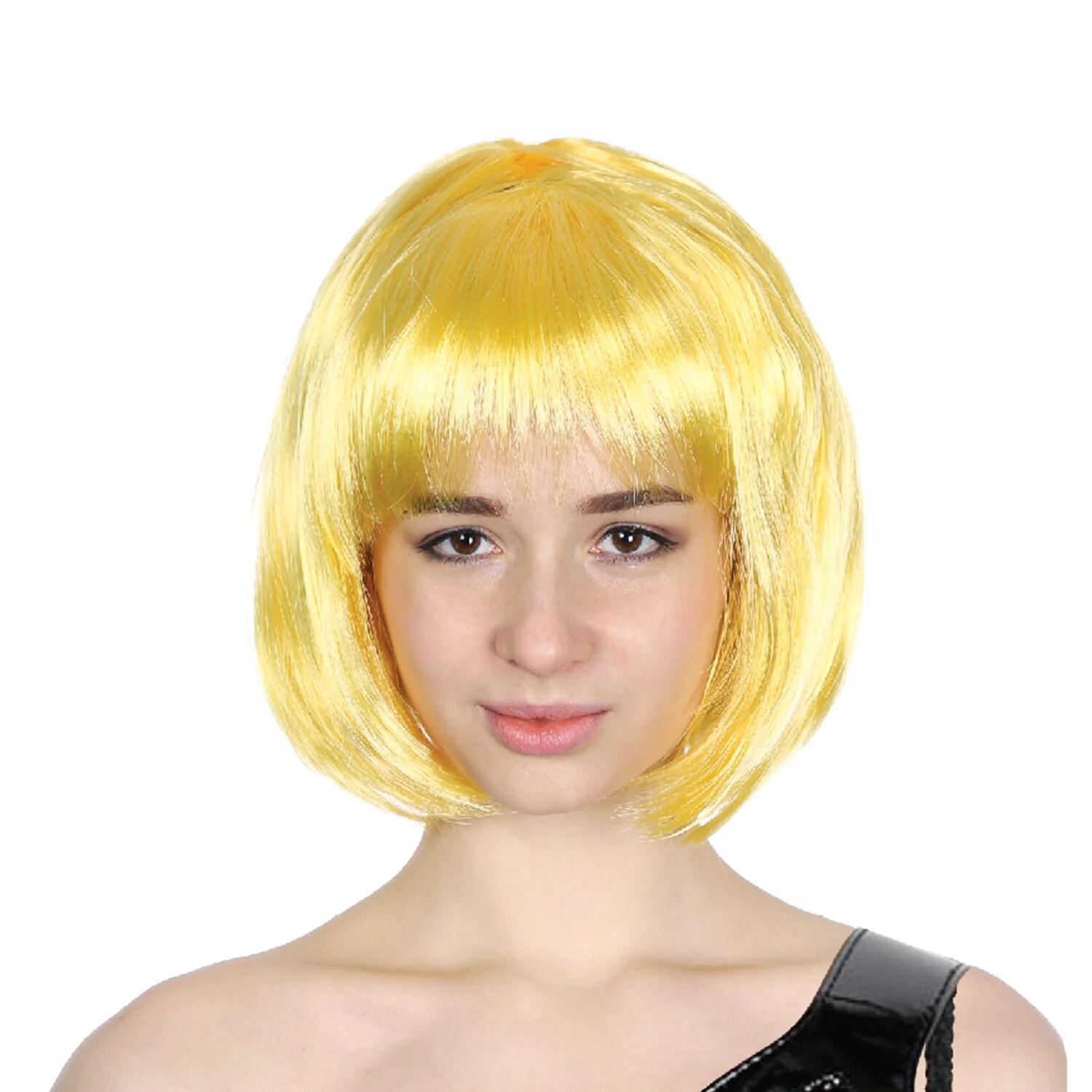 Bob Wig Costume Short Straight Fringe Cosplay Party Full Hair Womens Fancy Dress - Yellow - SuperSaverAU - view 1