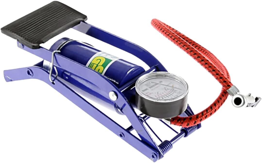 Foot Air Pump High Pressure Gauge Tyre Tire Inflator Air Bed Bike Ball - SuperSaverAU - view 2
