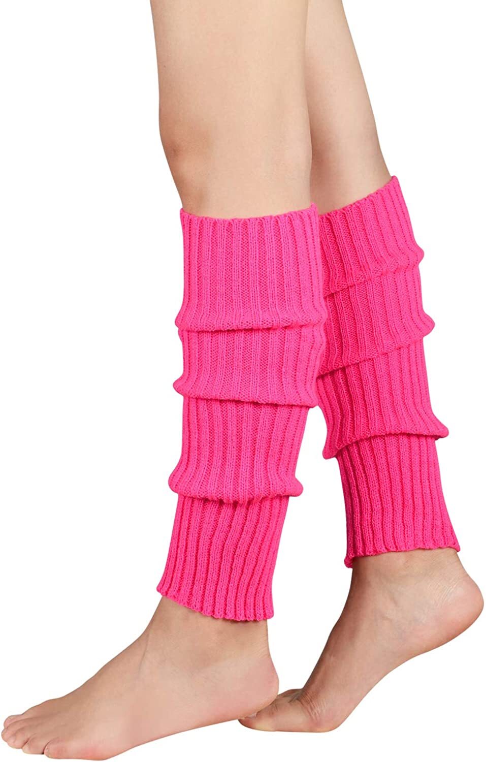Premium Women's Knitted Leg Warmers Pair - Hot Pink