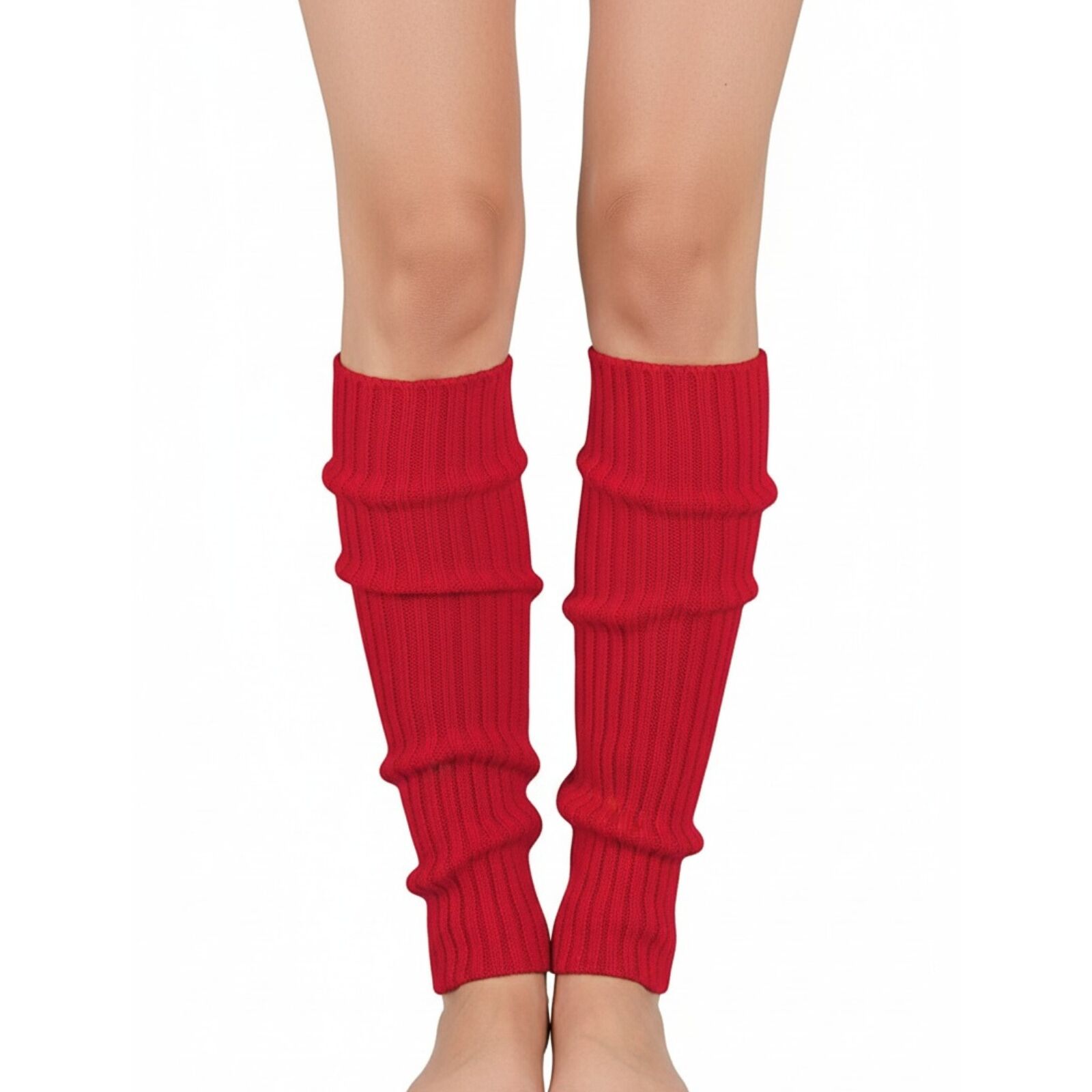Premium Women's Knitted Leg Warmers Pair - Red