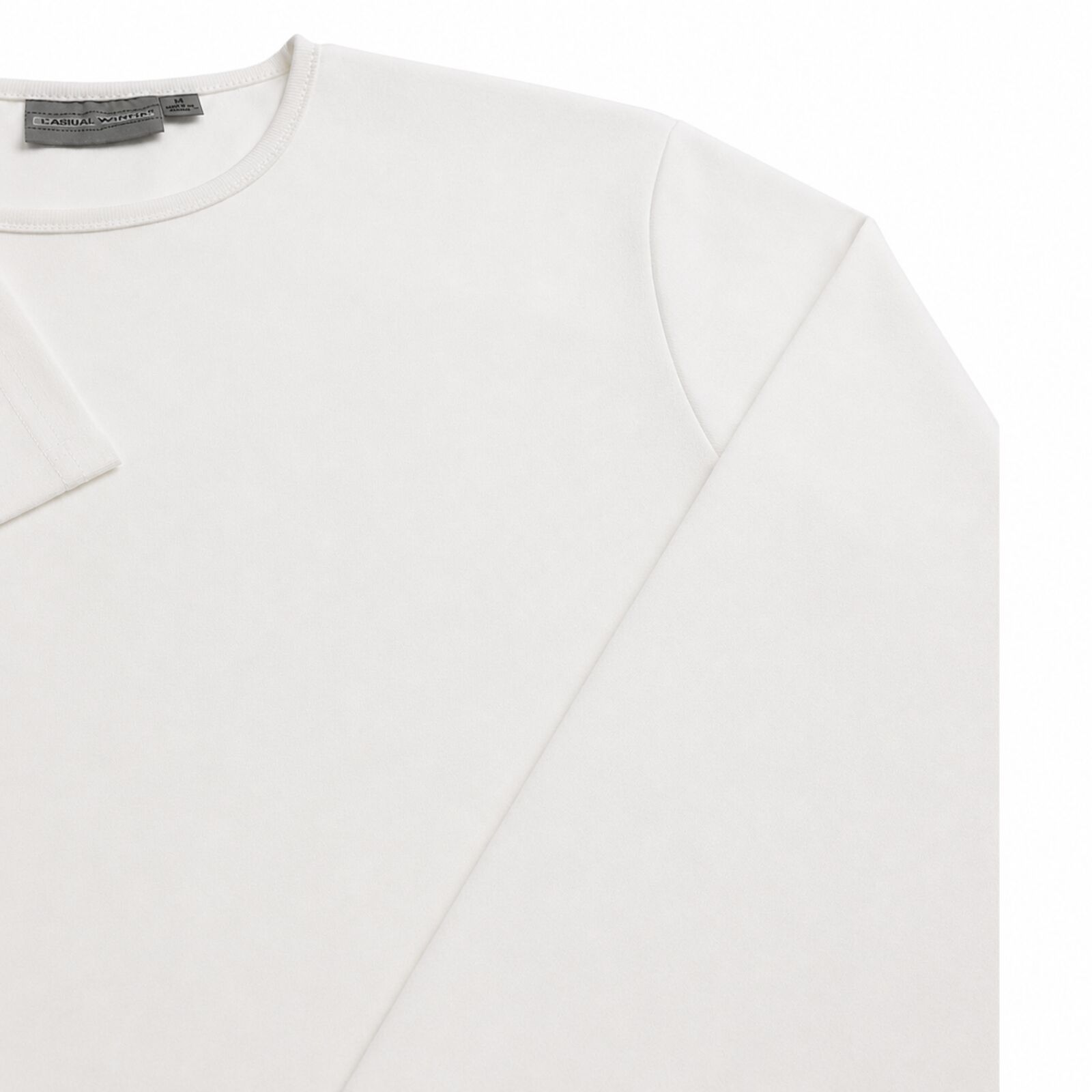 Premium Men's White 100% Cotton Slim Fit Long Sleeve T-Shirt XL