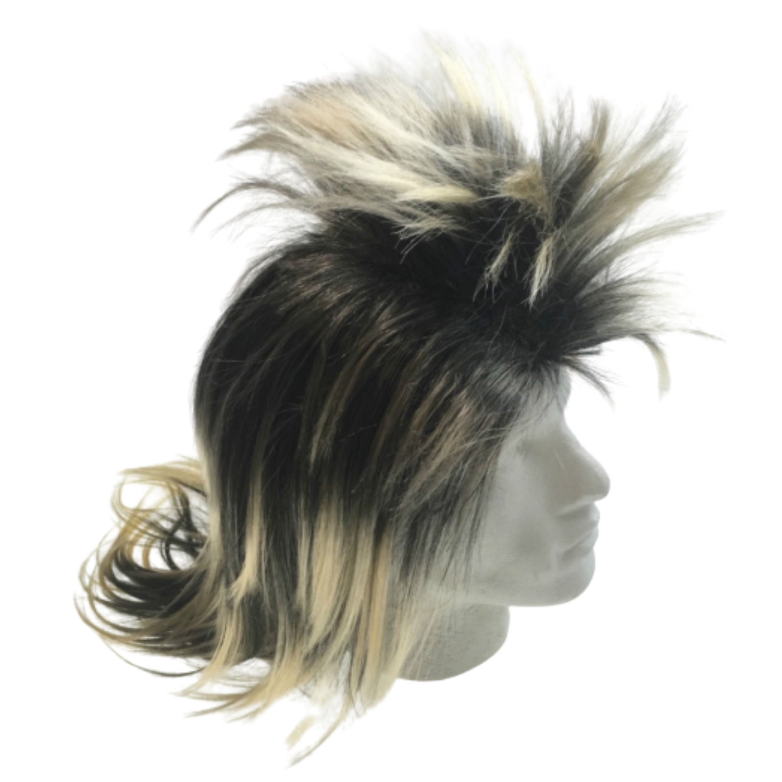 Premium Mens Long Spiky Wig - Black/Blonde