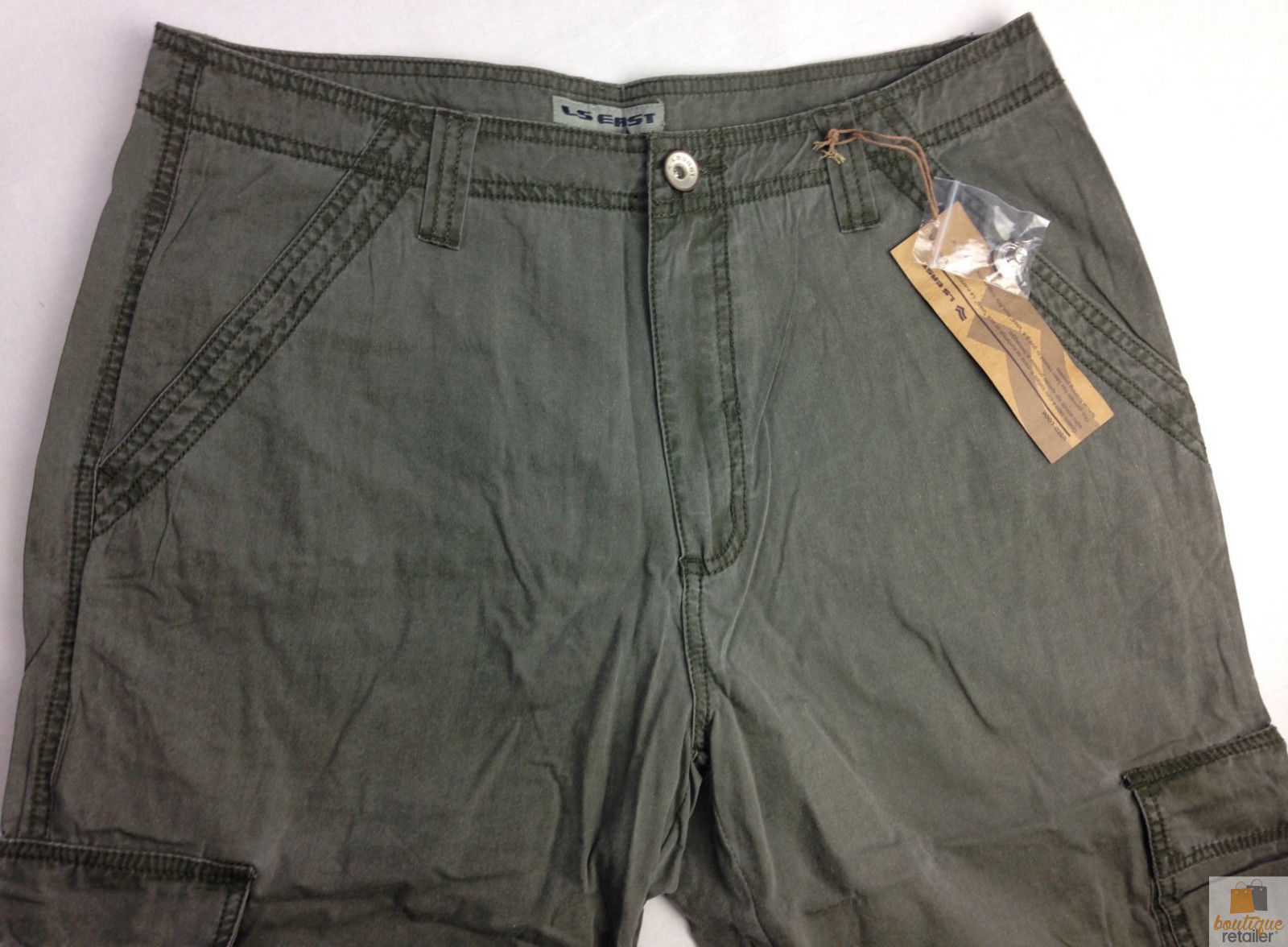 Premium Men's Olive 3/4 Cotton Cargo Shorts Army Military Style Small 30in