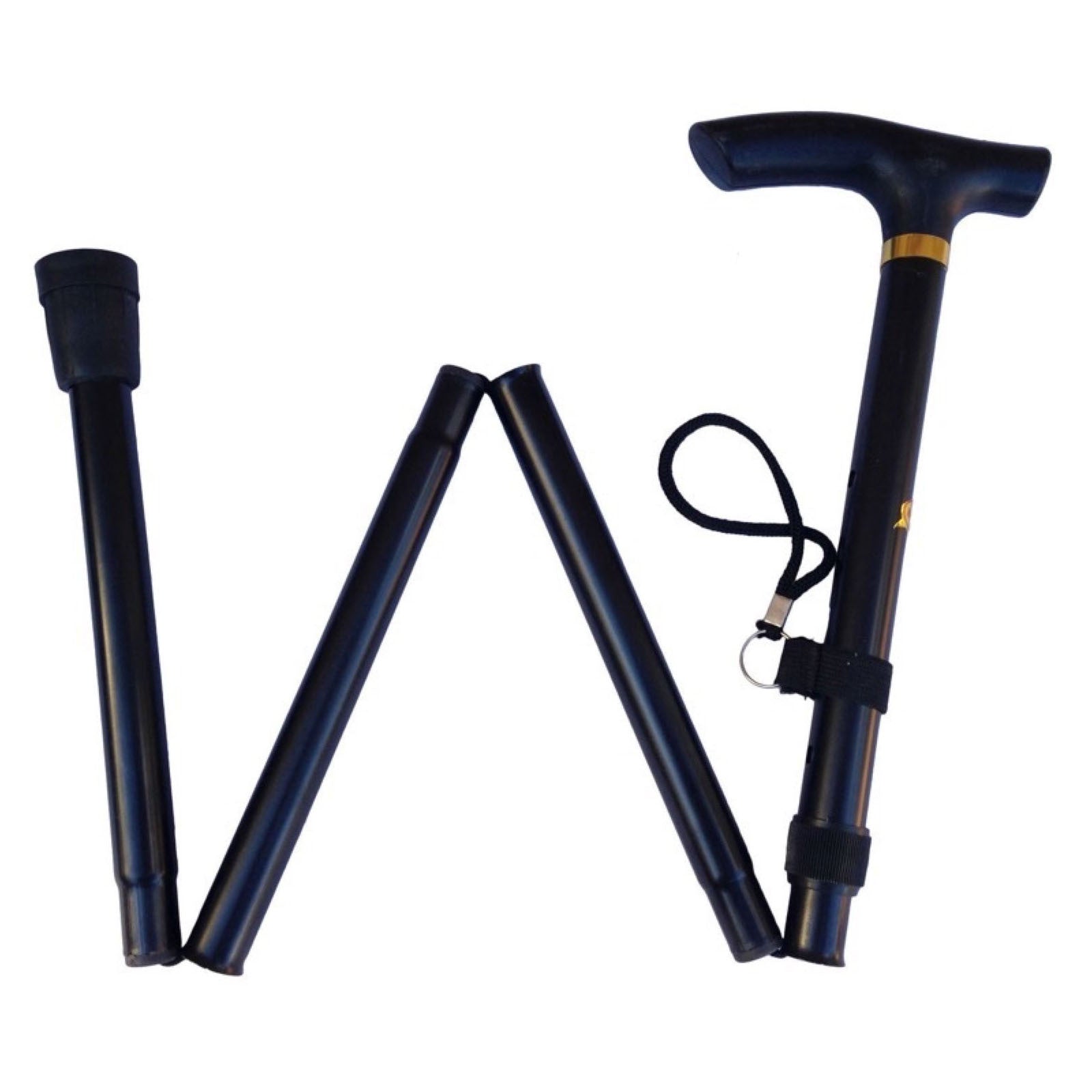 Folding Walking Stick Travel Cane Compact Adjustable 80-91cm Black - SuperSaverAU - view 1