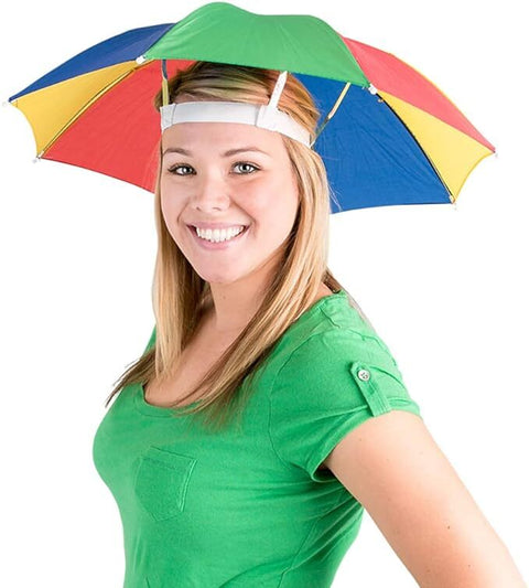 RAINBOW UMBRELLA HAT Rain Novelty Cap Costume Outdoor Camping Beach Fishing - SuperSaverAU - view 1