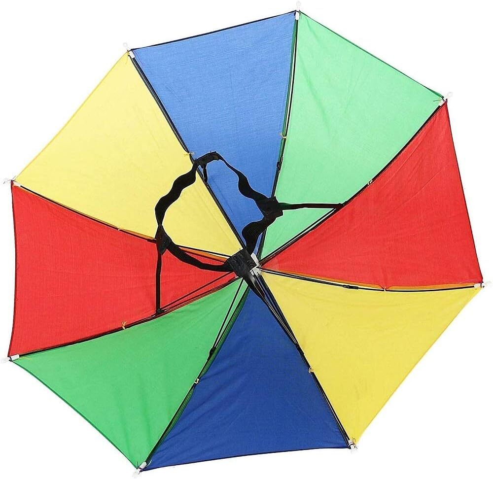 RAINBOW UMBRELLA HAT Rain Novelty Cap Costume Outdoor Camping Beach Fishing - SuperSaverAU - view 3