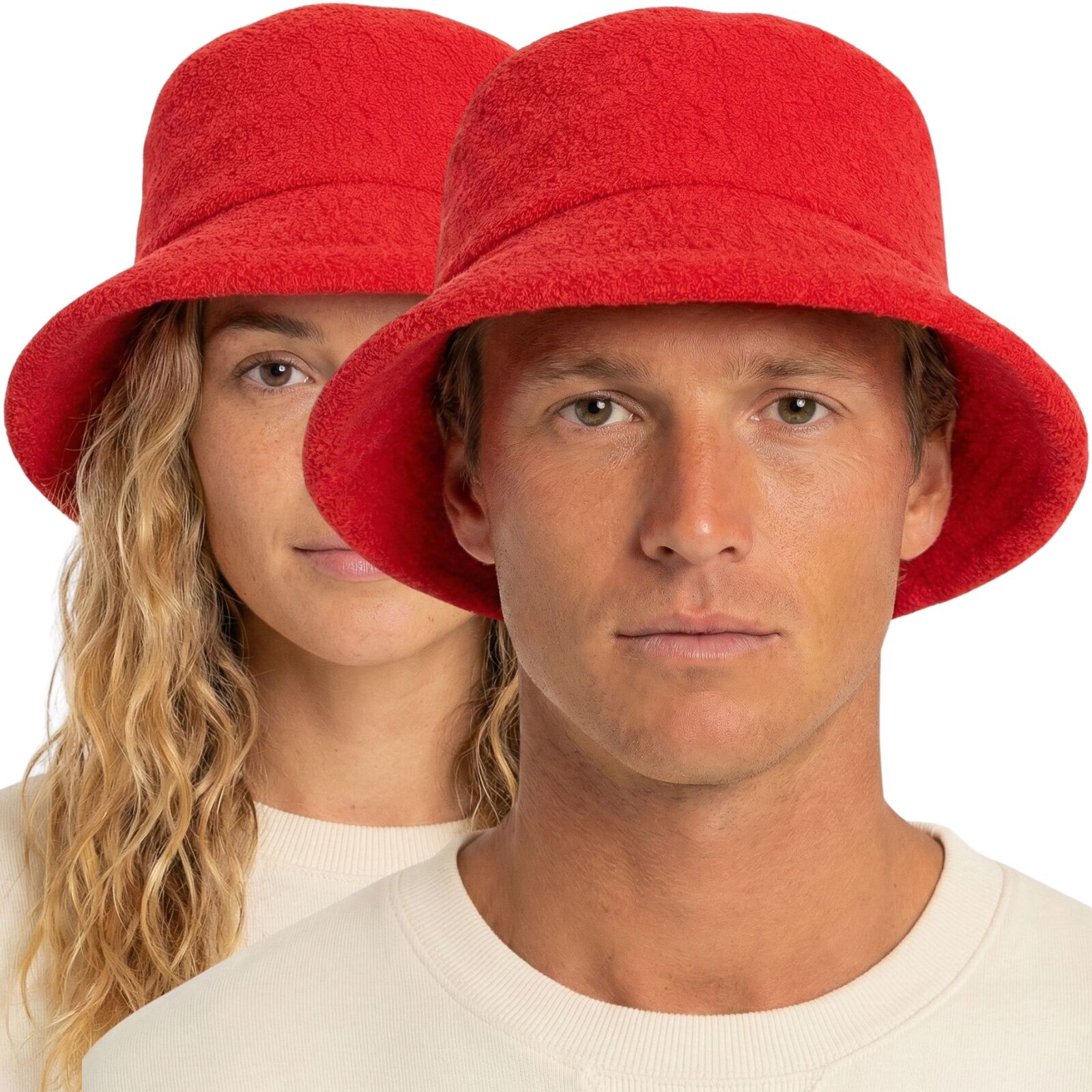 Premium Red 100% Cotton Terry Towelling Bucket Hat Medium