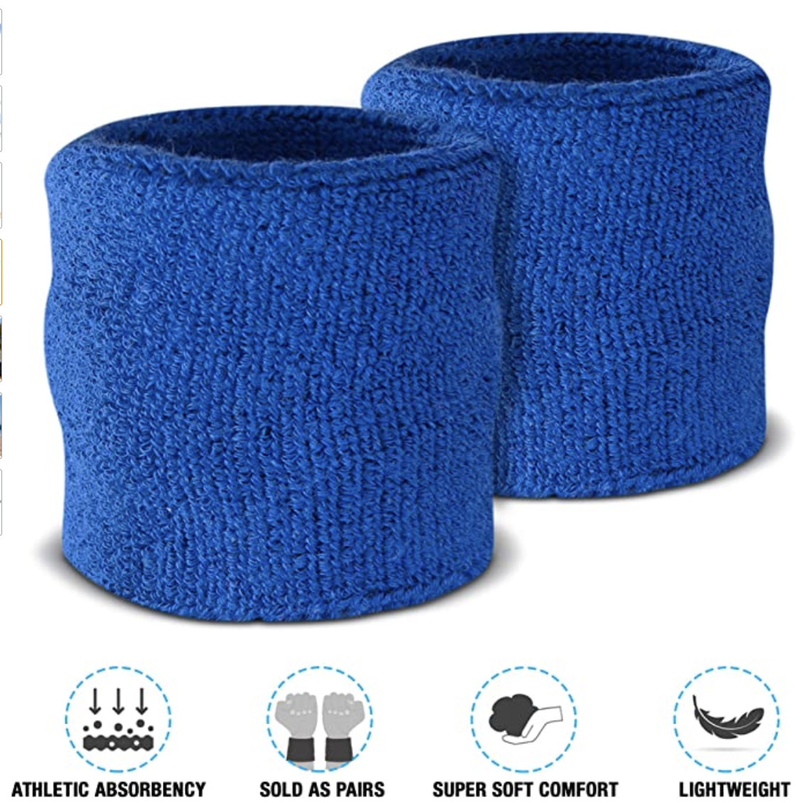 Premium Terry Towelling Headband & Wristband Set - Blue