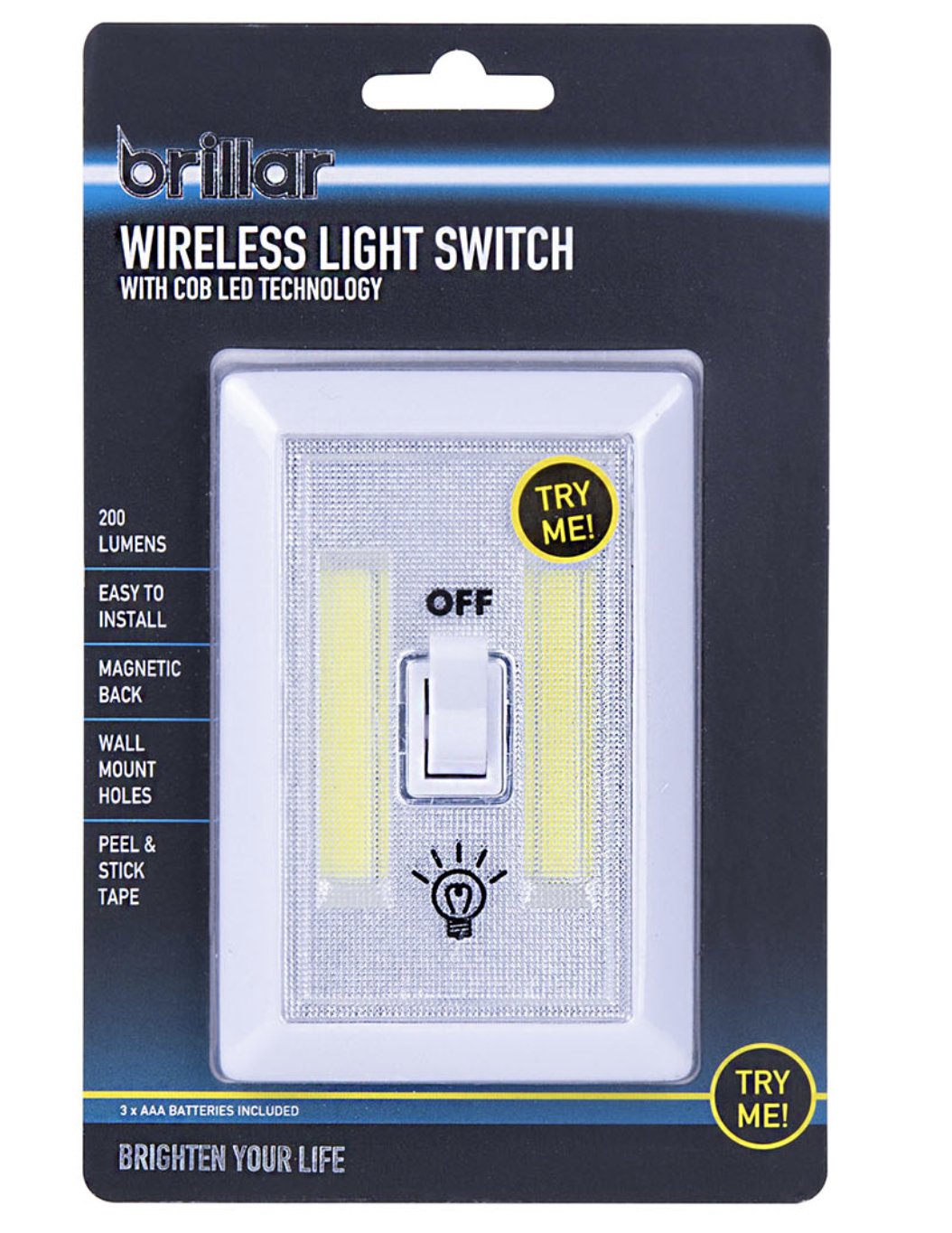 Brillar Wireless COB LED Light Switch with Magnetic Back - 200 Lumens