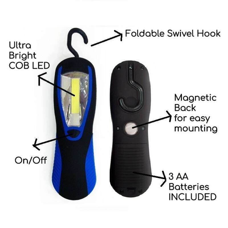 Premium Ultra Bright COB LED Work Light with Swivel Hook & Magnetic Back - 300 Lumens