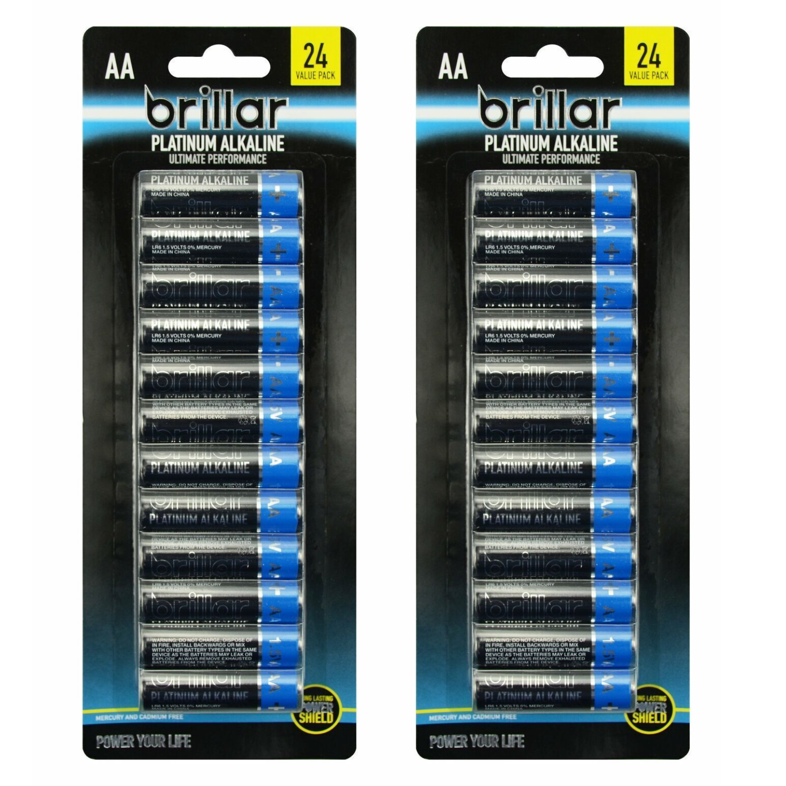 Brillar AA Platinum Alkaline Batteries 24 Pack - 2 Packs