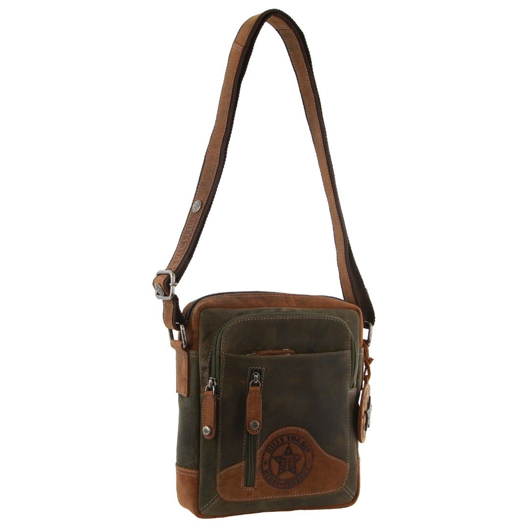 Billy The Kid Olive Leather Crossbody Shoulder Bag