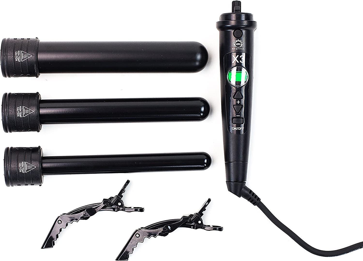 H2D X3 Black Ceramic Curling Wand with 3 Interchangeable Barrels