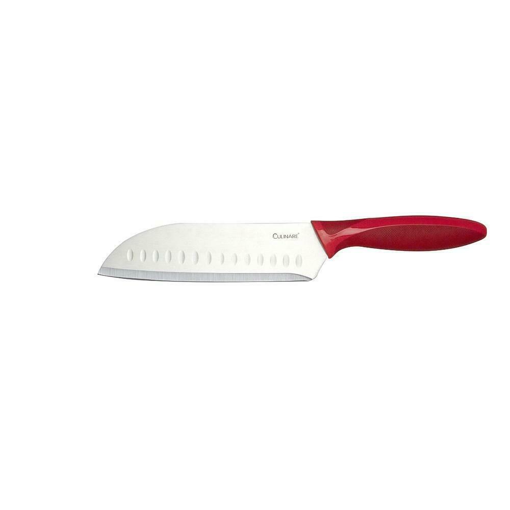 Culinare Santoku Knife with Japanese Stainless Steel Blade - Red, 17.5cm