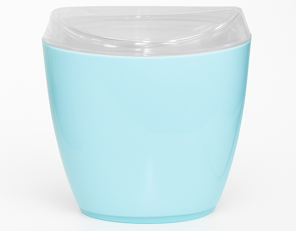 Premium Oval Swing Top Acrylic Waste Bin – Blue