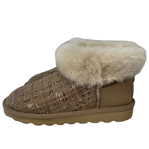 Premium Women's Gold Sand Australian Sheepskin Wool Mini UGG Boots Size 4