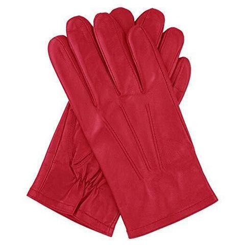 Dents Men’s Full Grain Leather Gloves - Red Small