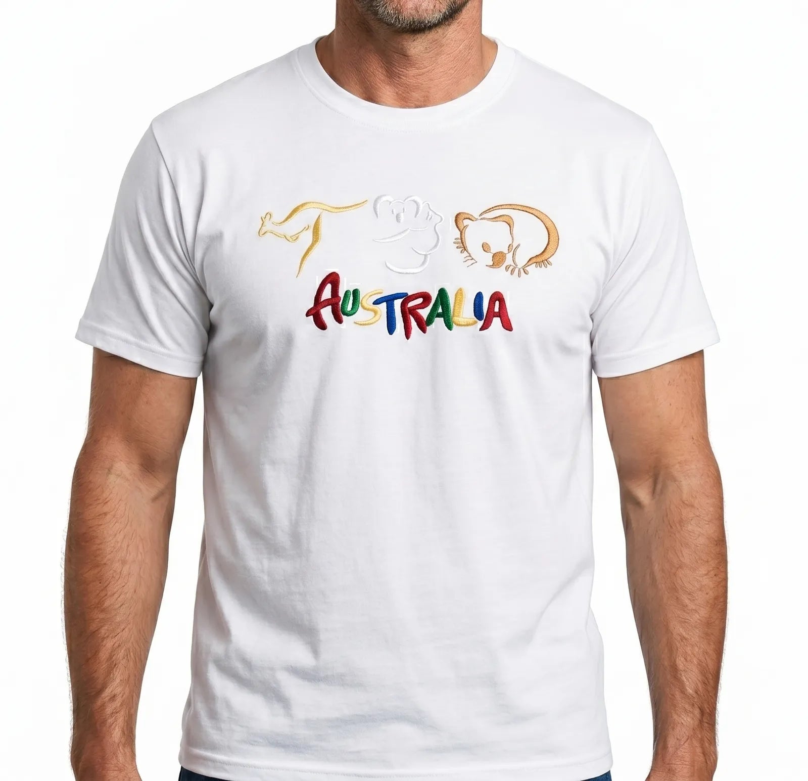 Premium White Adult Australia Kangaroo Koala 100% Cotton T-Shirt L