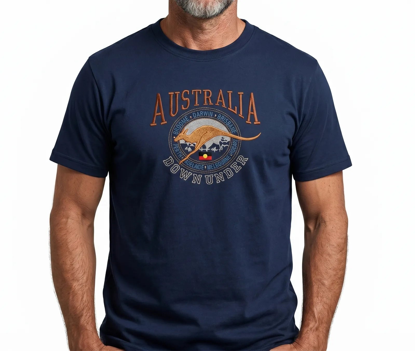 Premium Navy Adult Australia Kangaroo 100% Cotton T-Shirt M