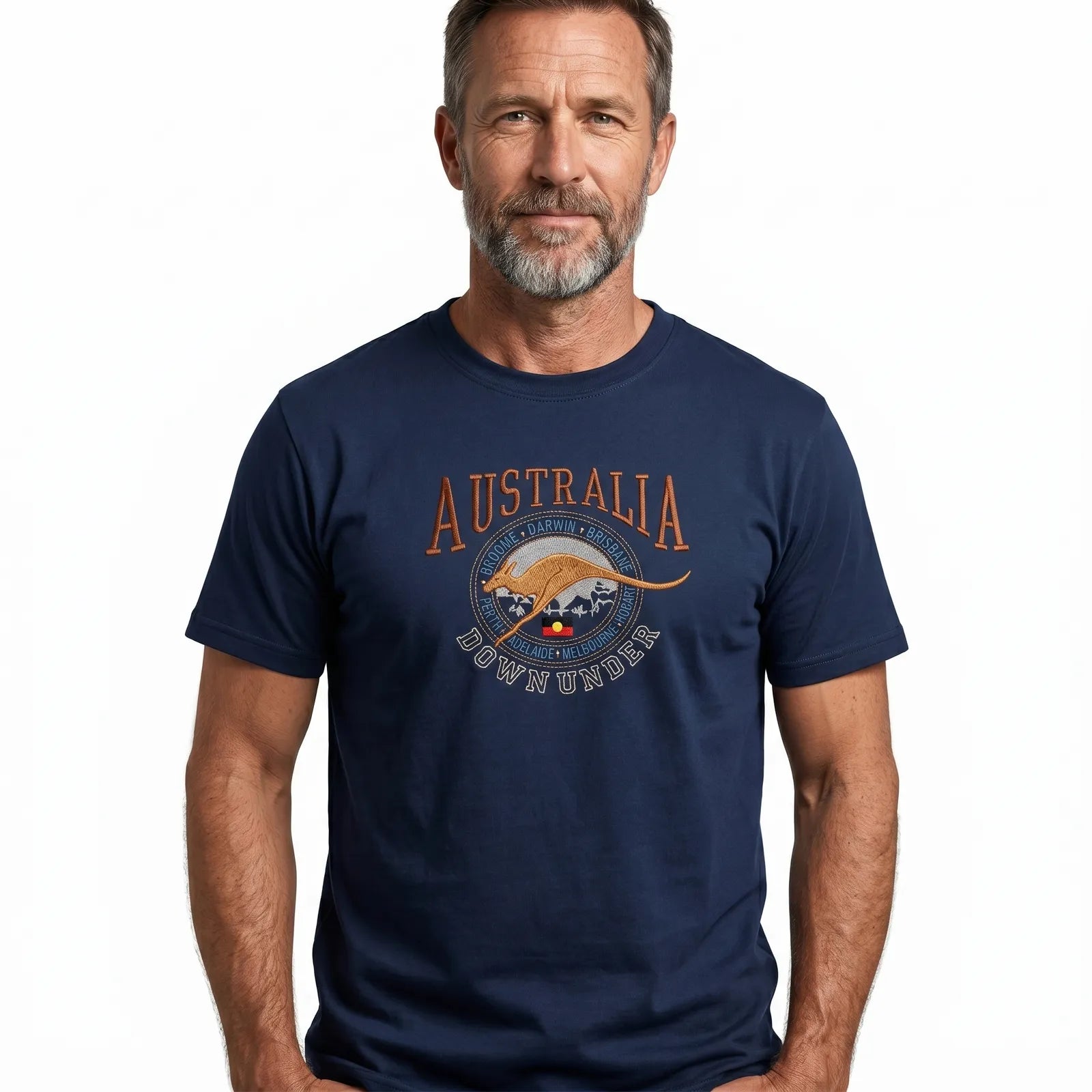 Premium Navy Adult Australia Kangaroo 100% Cotton T-Shirt M