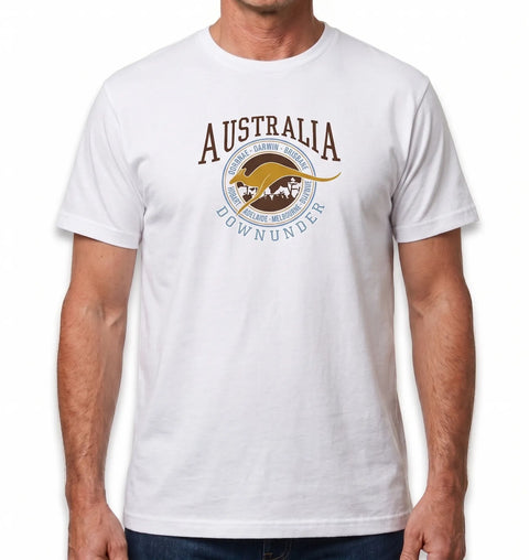 Premium White Adult Australia Kangaroo 100% Cotton T-Shirt S