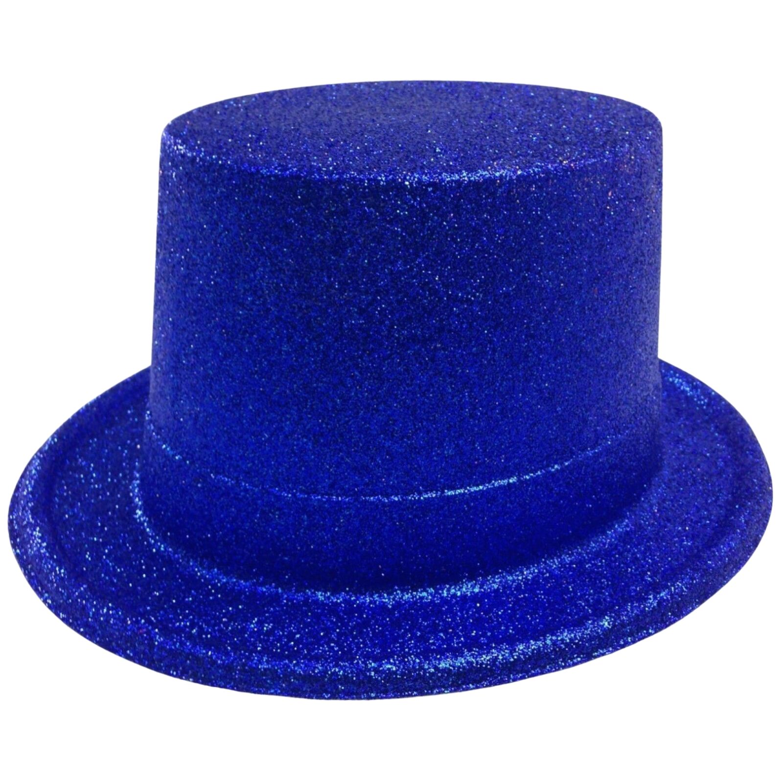 Premium Glitter Top Hat with Plastic Construction - Blue