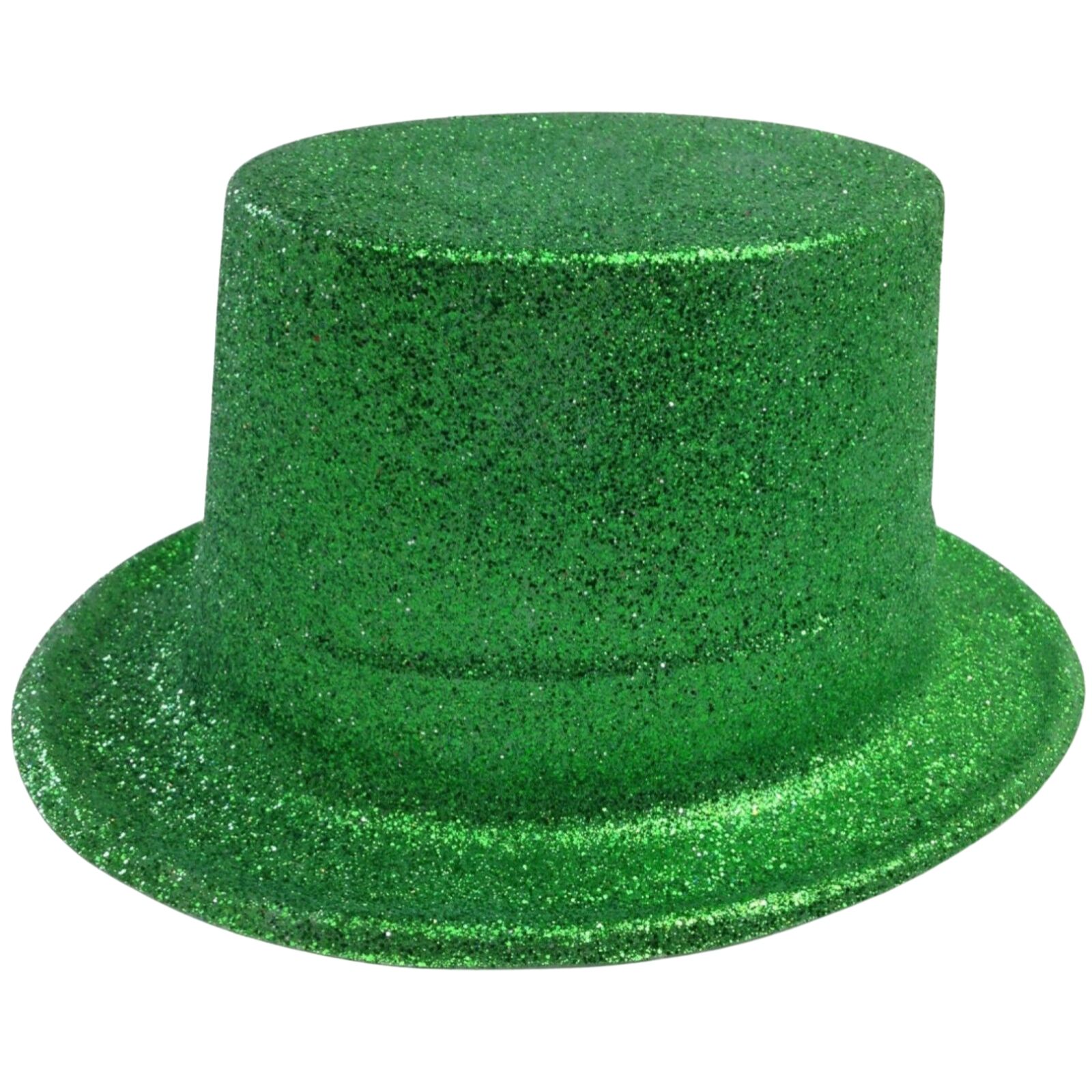 Premium Glitter Top Hat with Plastic Construction - Green