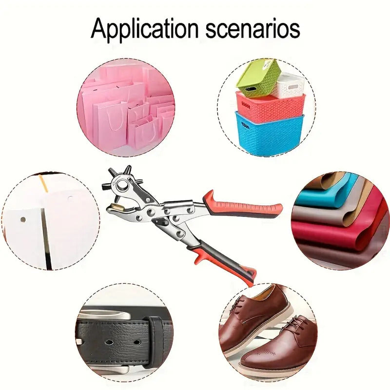 Multi-Size Leather Belt Eyelet Hole Punch Puncher Plier Revolving Handcraft Tool - SuperSaverAU - view 5