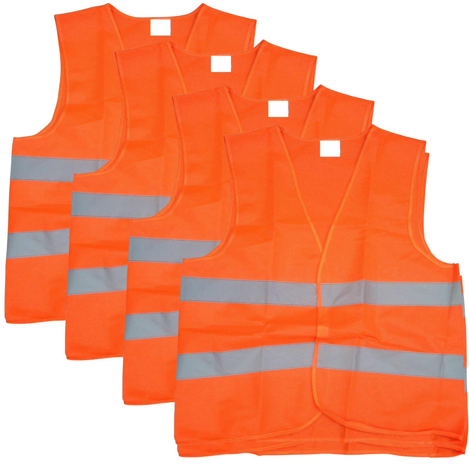 Premium Hi Vis Safety Vest Bulk Pack with Reflective Tape - Orange, 10 Pack