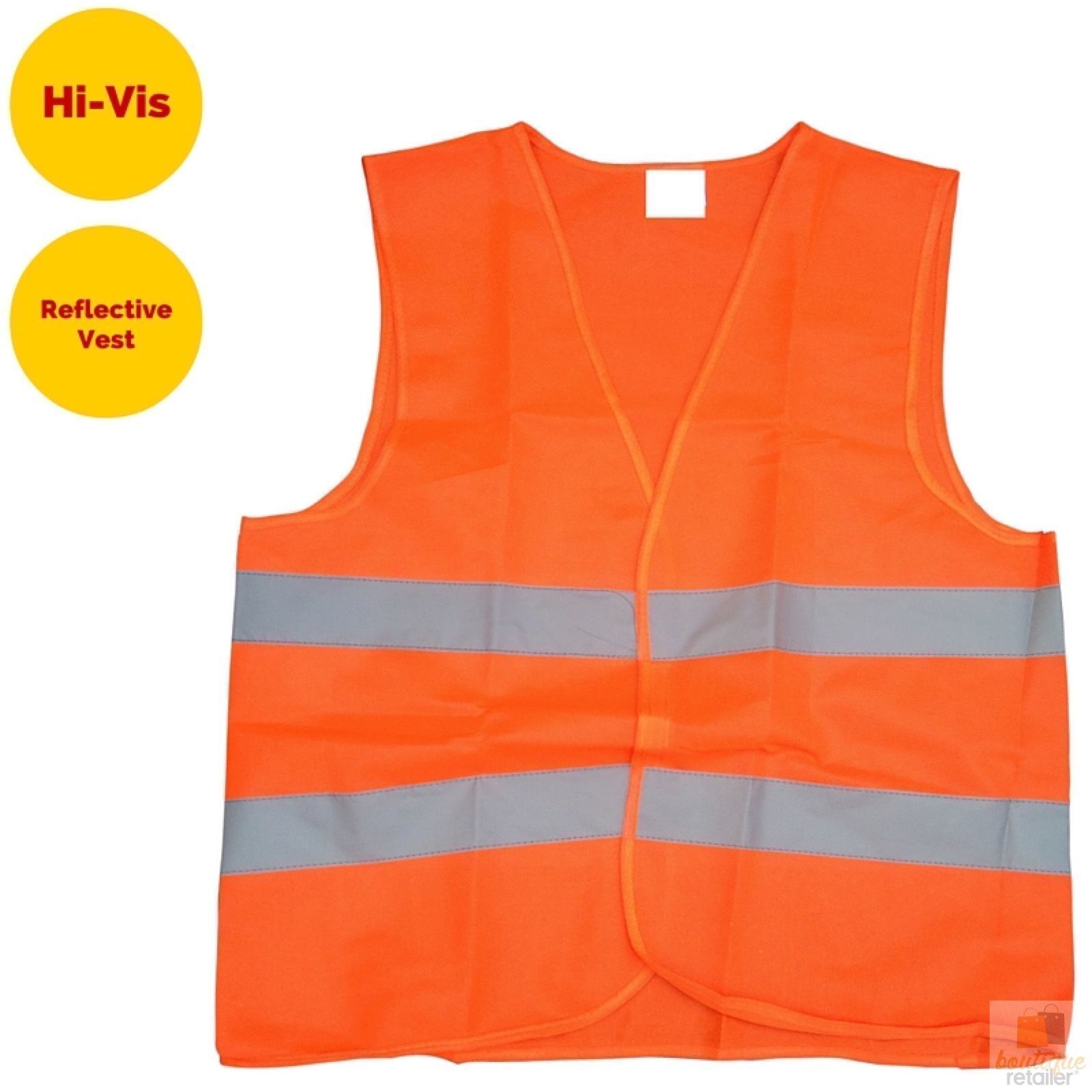 Premium Hi Vis Safety Vest with Reflective Tape - Orange, One Size