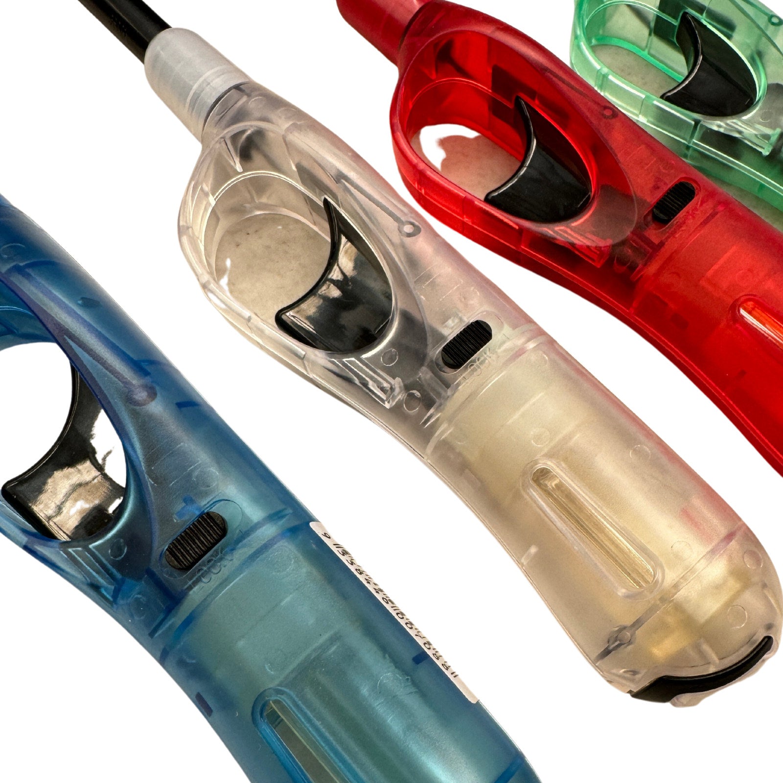 12x Clear Long Gas Lighter - 28cm, Assorted Colours, Disposable, Safety Lock - SuperSaverAU - view 3