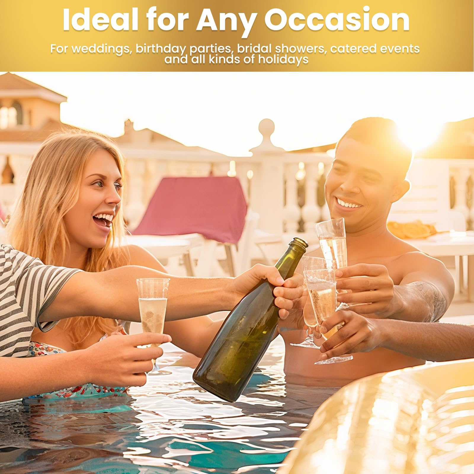 144x 210ml Premium Plastic Wine/Champagne Glasses Flutes Bulk - Clear - SuperSaverAU - view 3