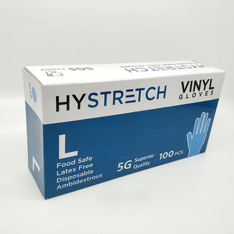 Hystretch Clear Disposable Vinyl Gloves Latex-Free - L, 1000 Pack