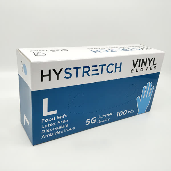 Hystretch Clear Disposable Vinyl Gloves Latex-Free - L, 1000 Pack